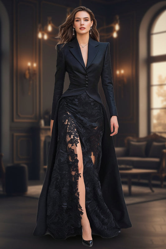 Chic Lace Collar Two-Piece Long Sleeve Dress for Women