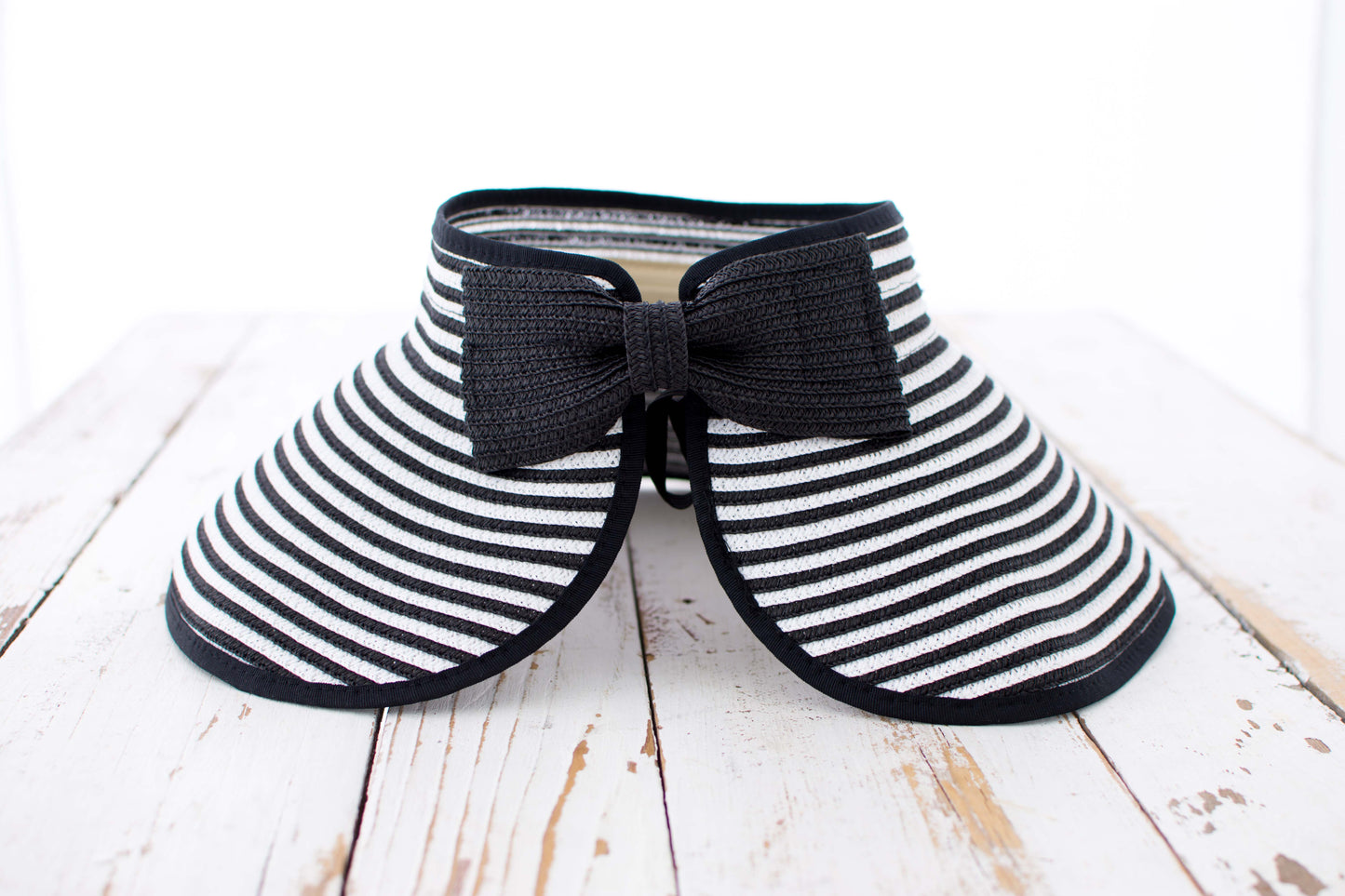 Foldable Bow Stripe Visor Hat