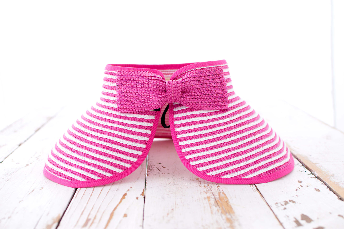 Foldable Bow Stripe Visor Hat