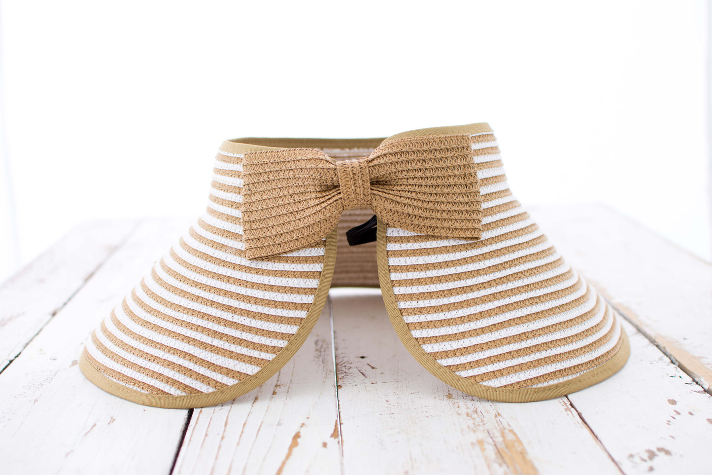 Foldable Bow Stripe Visor Hat