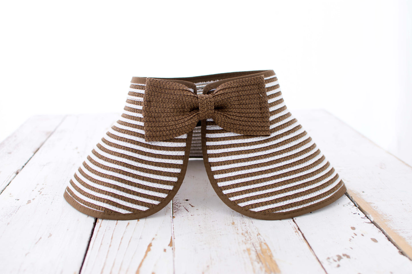 Foldable Bow Stripe Visor Hat