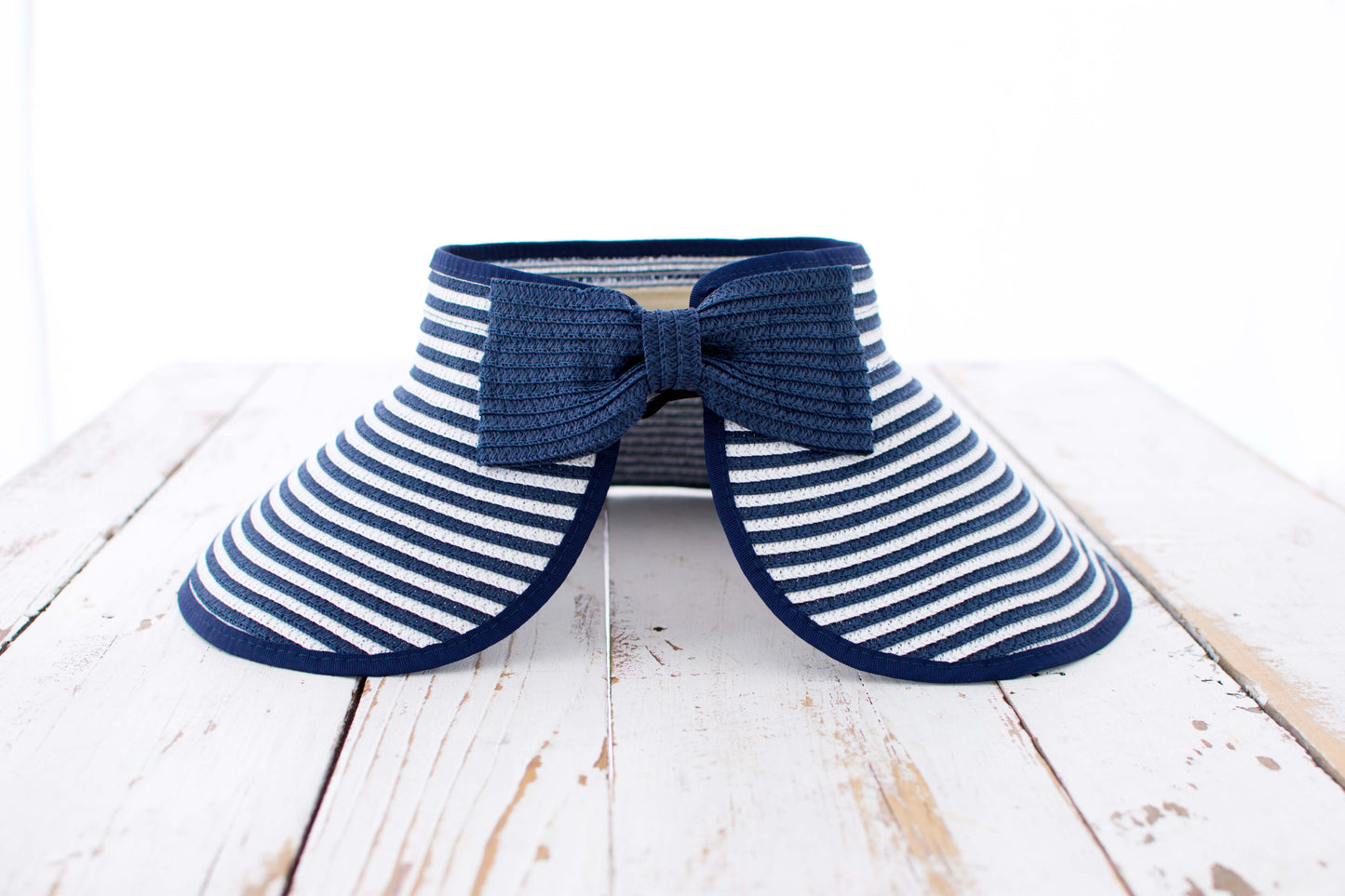 Foldable Bow Stripe Visor Hat