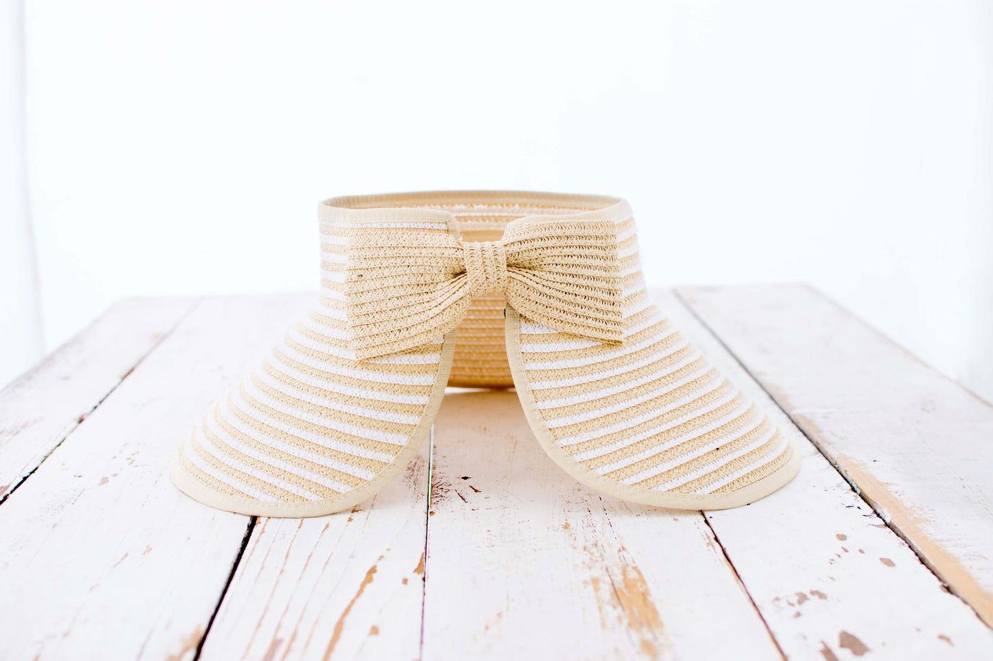 Foldable Bow Stripe Visor Hat