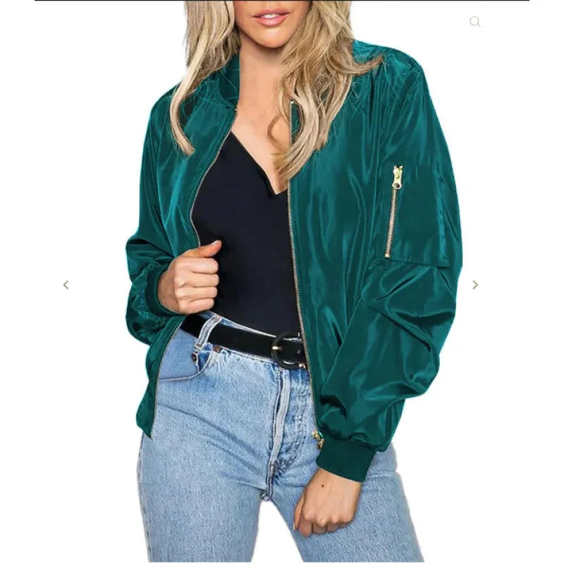 Minimalist Color-Block Stand-Collar Zip Jacket