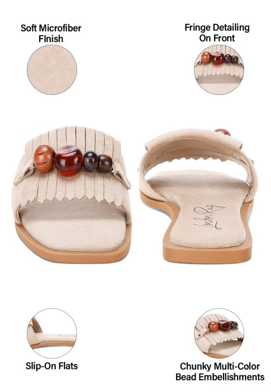 Dinasa Beaded Slip on Flats Sandals