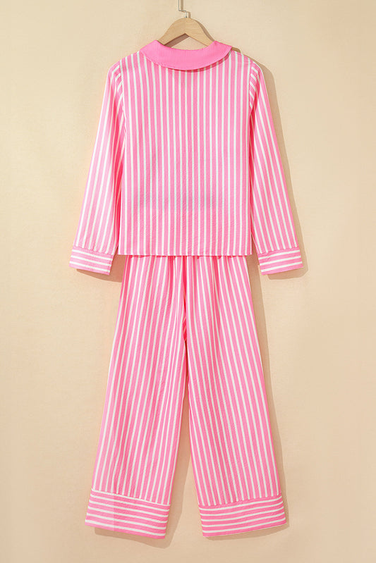 Stripe Bow Tie Top and Pants Pajama Set