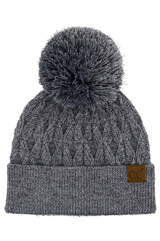 C.C Lurex Cable Pom Beanie