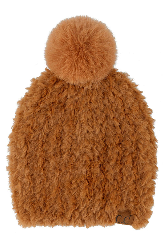 C.C Faux Fur Pom Beanie