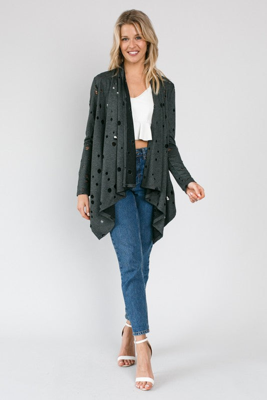 DISTRESSED CASCADE CARDIGAN