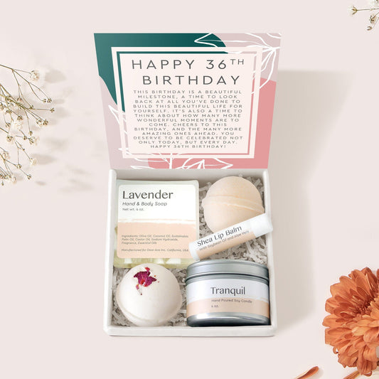 36th Birthday Compass Necklace Spa Gift Box Set