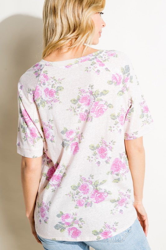 FLORAL PRINT TRIBLEND TOP