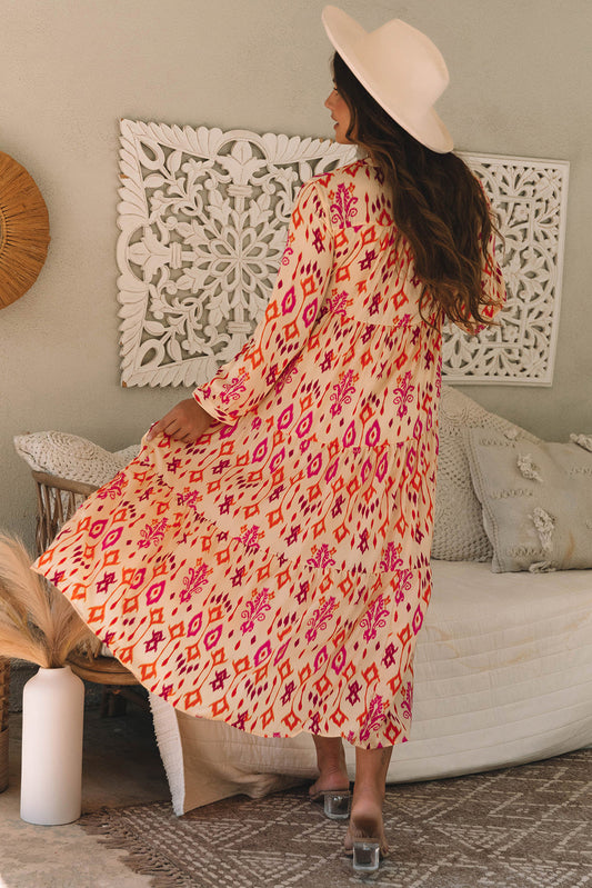 Marjorie Geometric Printed Maxi Dress