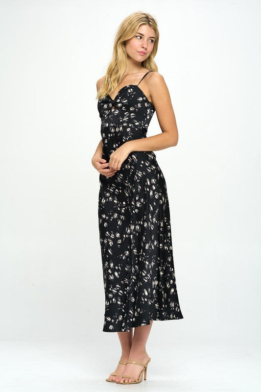 Satin floral maxi dress