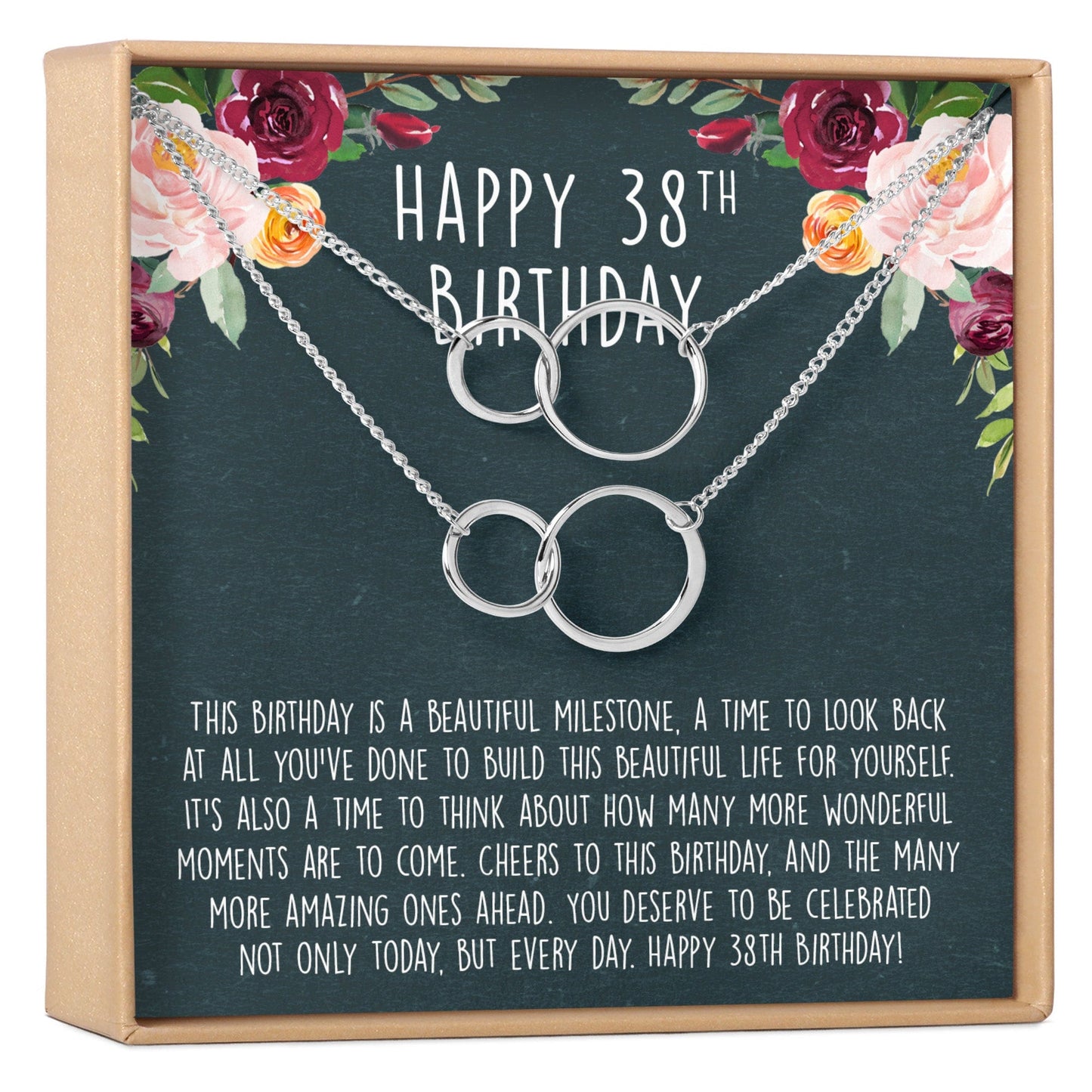 38th Birthday Necklace, Multiple Styles