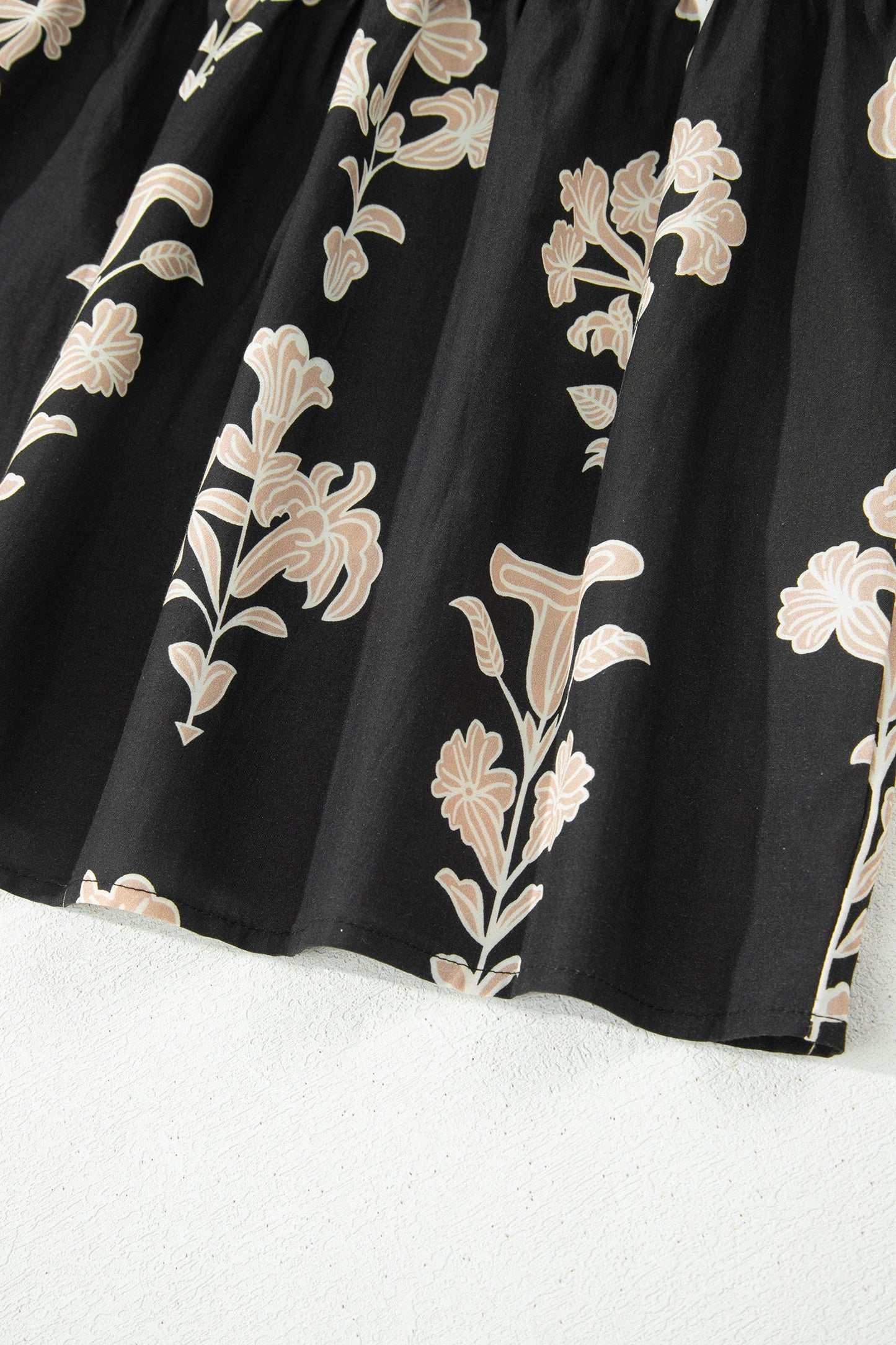 Floral Frilled V-Neck Puff Sleeve Mini Dress