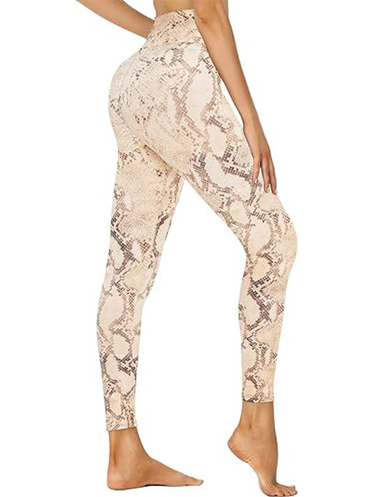 Cropped High-Waisted Leggings β Snake Print Workout Pants