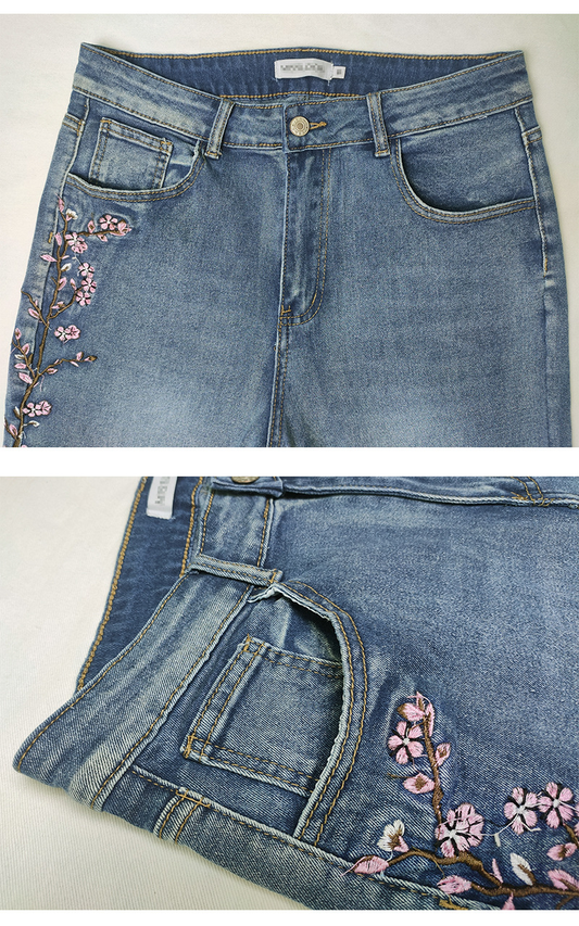 Women's High-Waist Vintage Stretchy Slim-Fit Flared Denim Pants