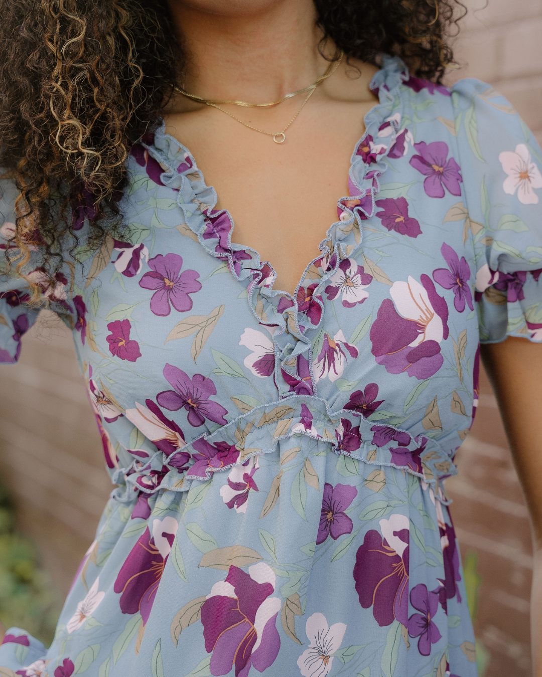 Haisley Floral Maxi Dress | Frill V Neck Dress