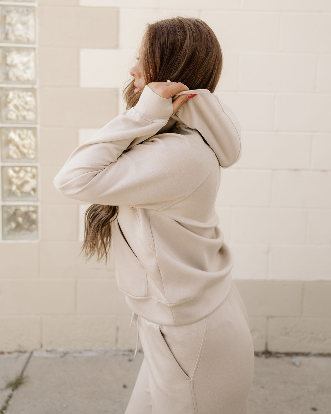 Harlow Half Zip Thumbhole Sleeve Hoodie Active Pants 2pcs Outfit