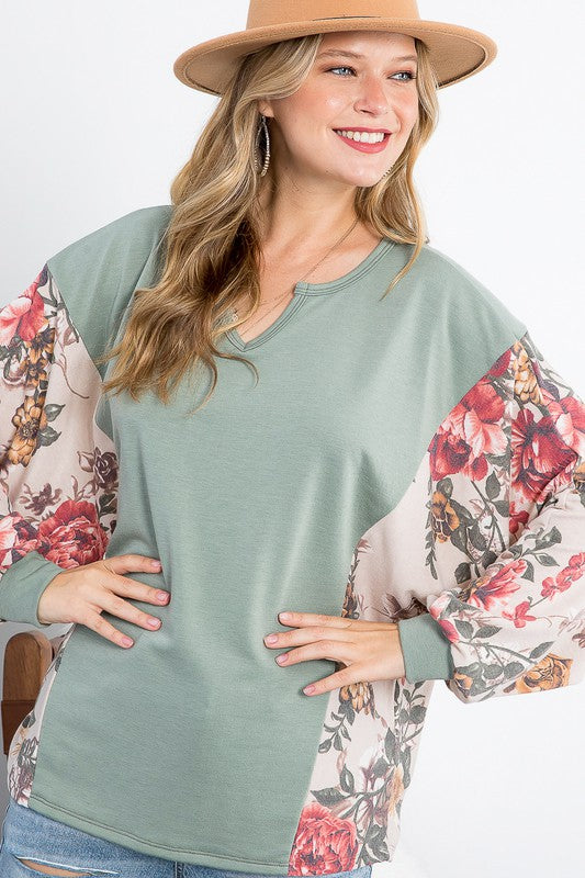 FLORALTERRY MIXED CASUAL BOXY TOP