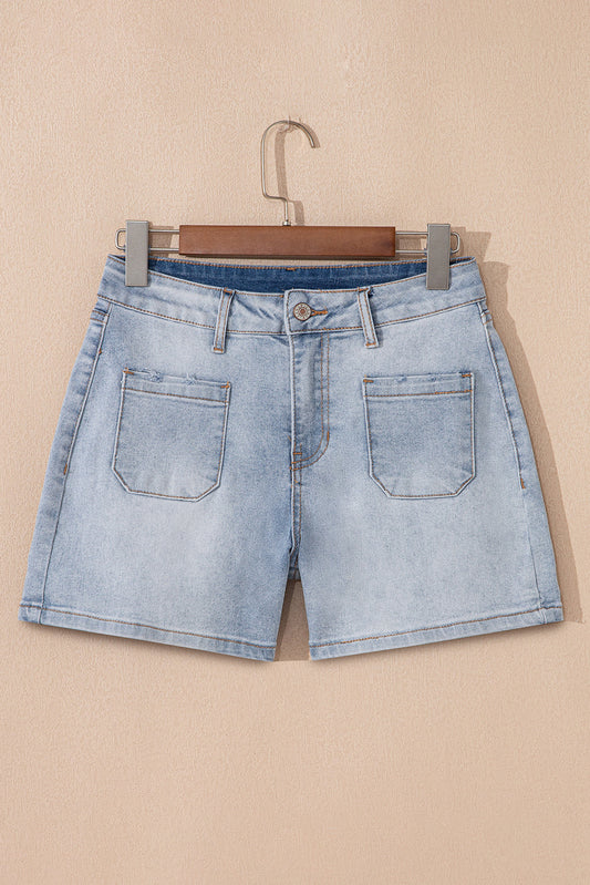 Light Wash Denim High Rise Shorts