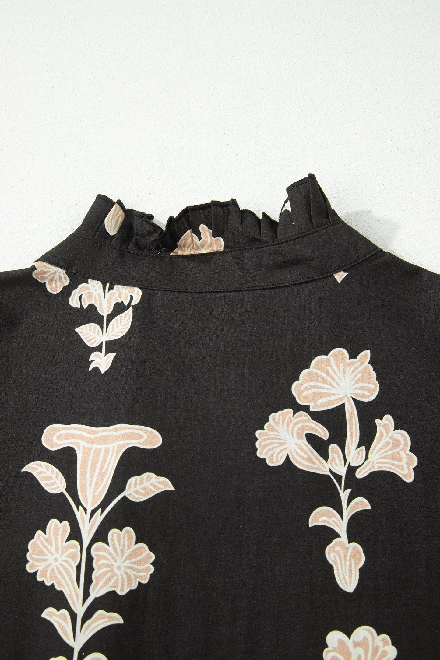 Floral Frilled V-Neck Puff Sleeve Mini Dress