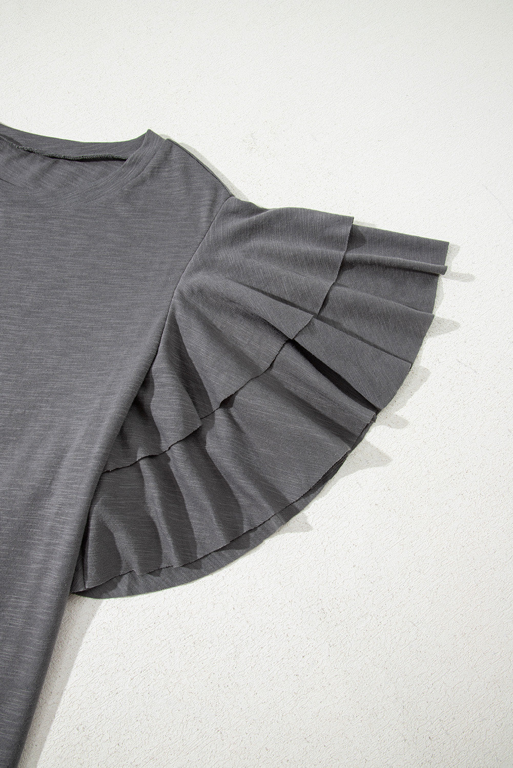 Plus Size Solid Layered Ruffle Short Sleeve Top