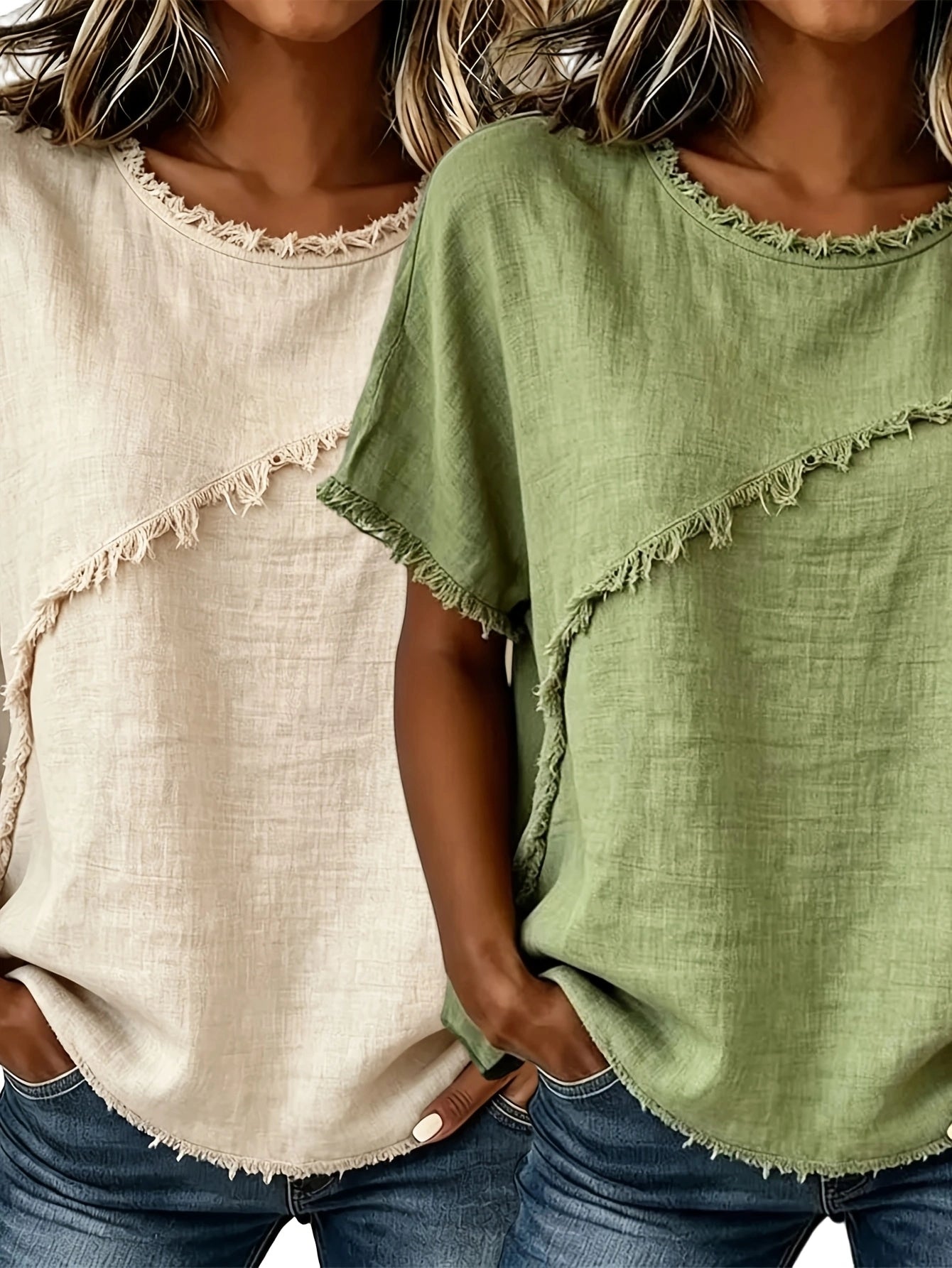 Women's Round-Neck Loose Short-Sleeve Top – 2-Pack Casual Tee