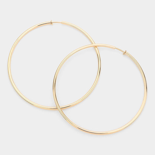 4 Inch Extra Large Metal Hoop Clip On Earrings