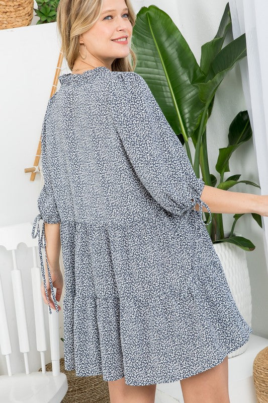 DOT BUTTON DOWN TIERED DRESS