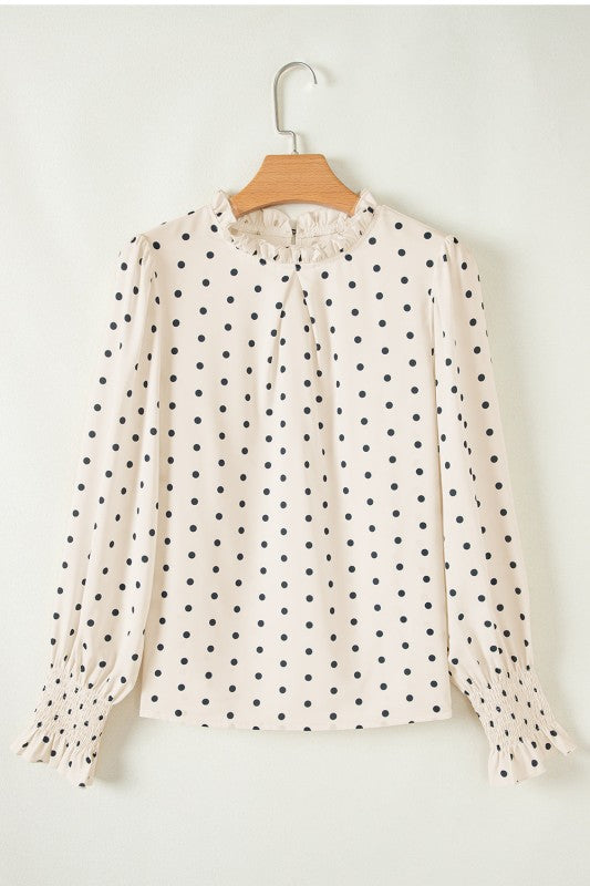 Catalina Polka Dot Lantern Sleeve Blouse stylish women's boutique wear