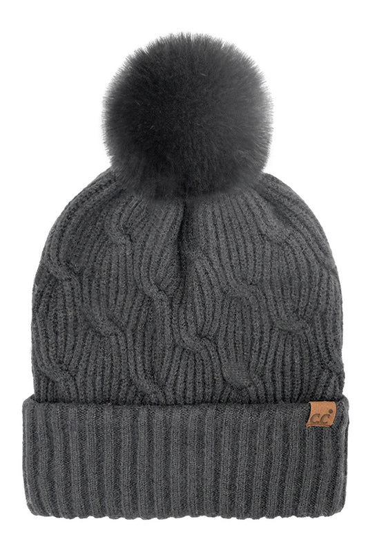 C.C Chain Link Knitted Pom Beanie