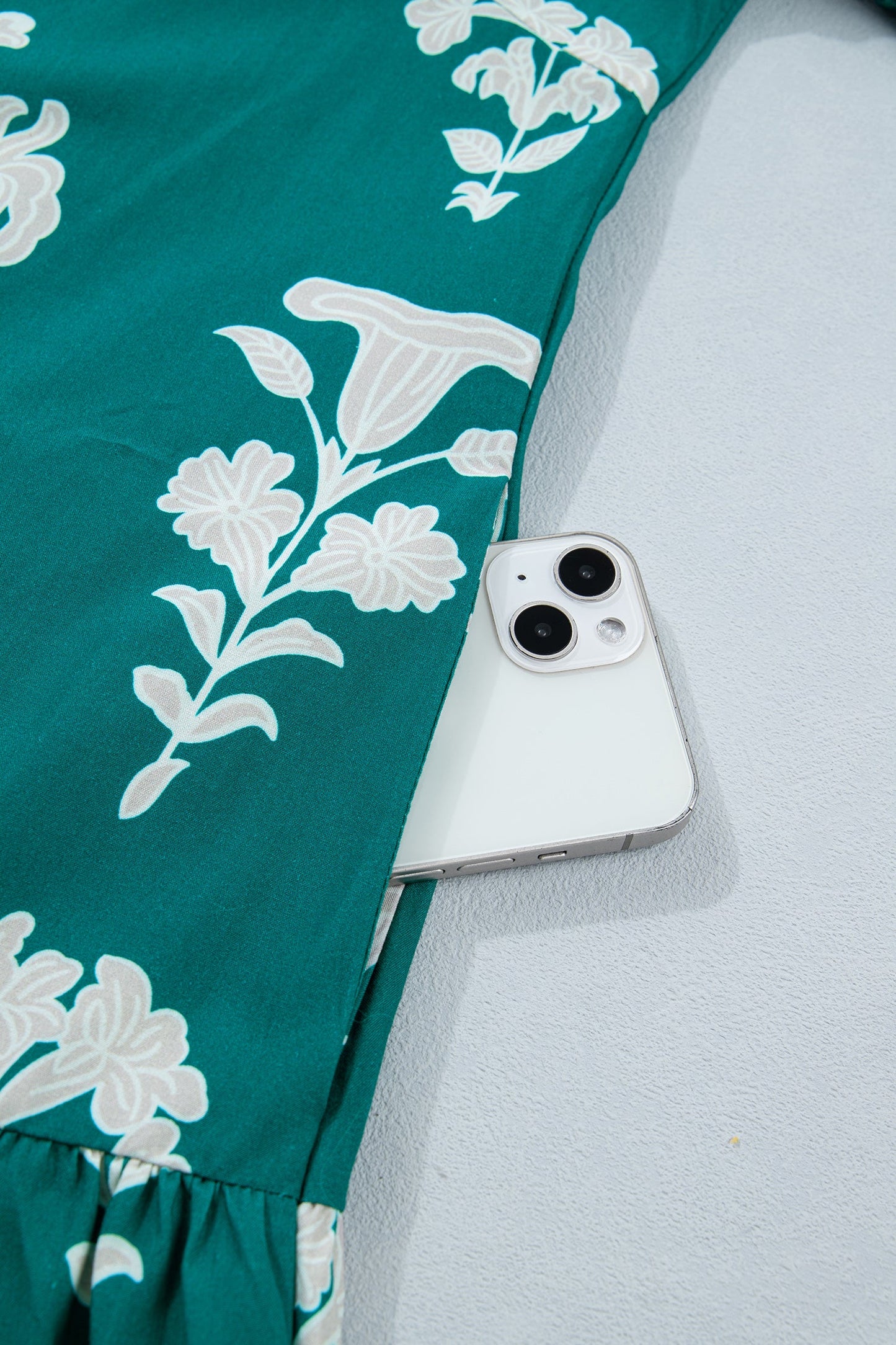 Floral Frilled V-Neck Puff Sleeve Mini Dress