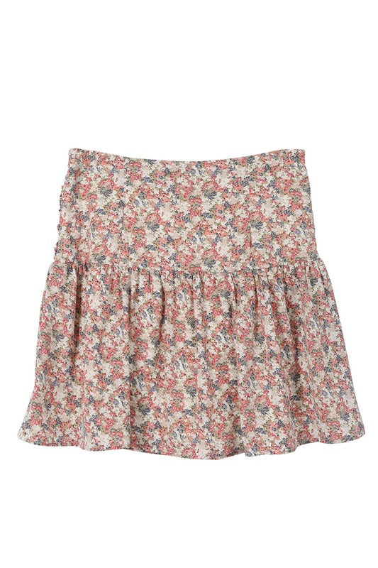 Shirred floral skirt