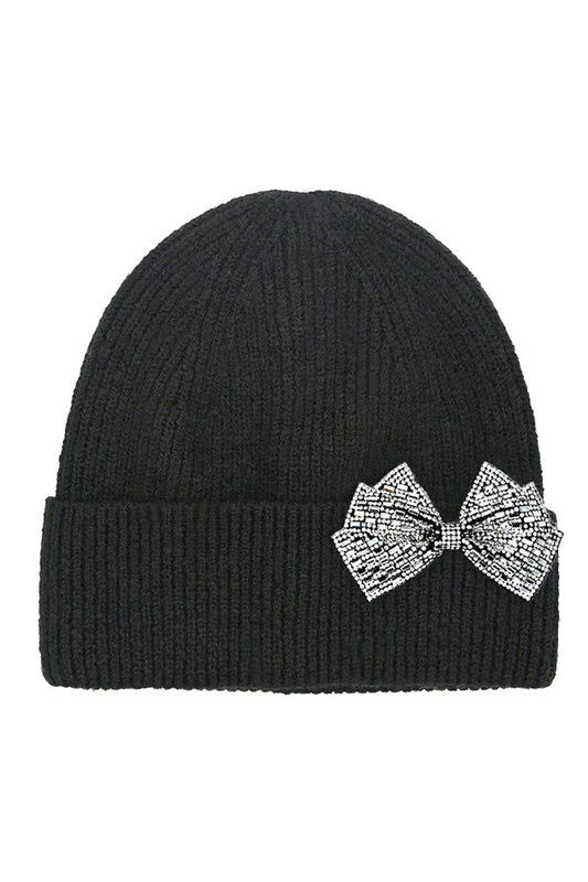 C.C Rhinestone Bow Cuff Beanie