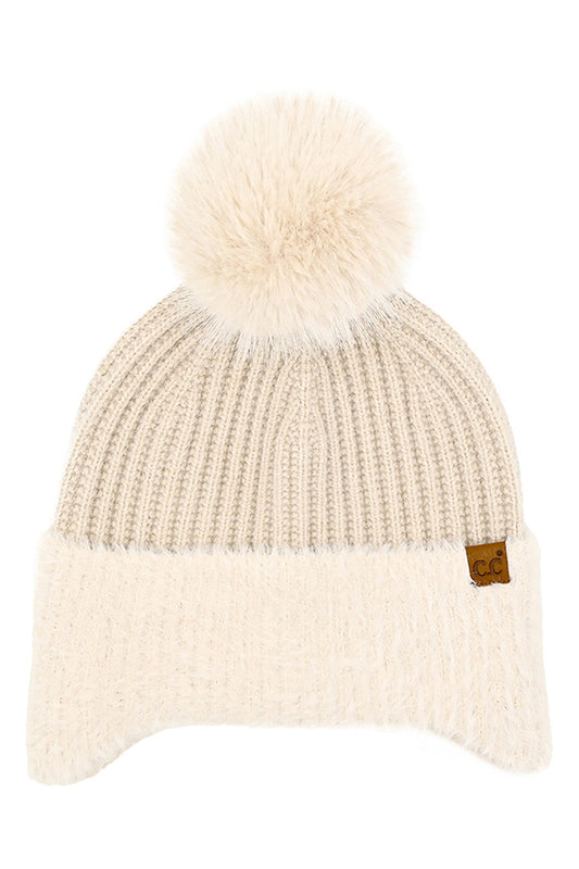 C.C Fur Earflap Pom Beanie