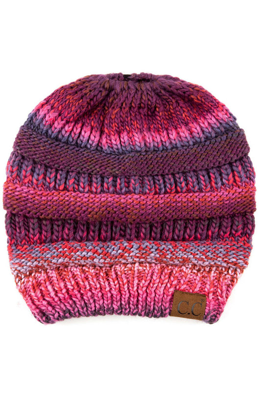 Women's Multi Color Cable Knit Beanie