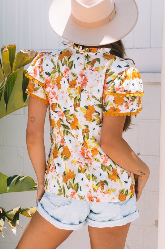 Ailany Short Sleeve Floral Blouse boutique women's apparel