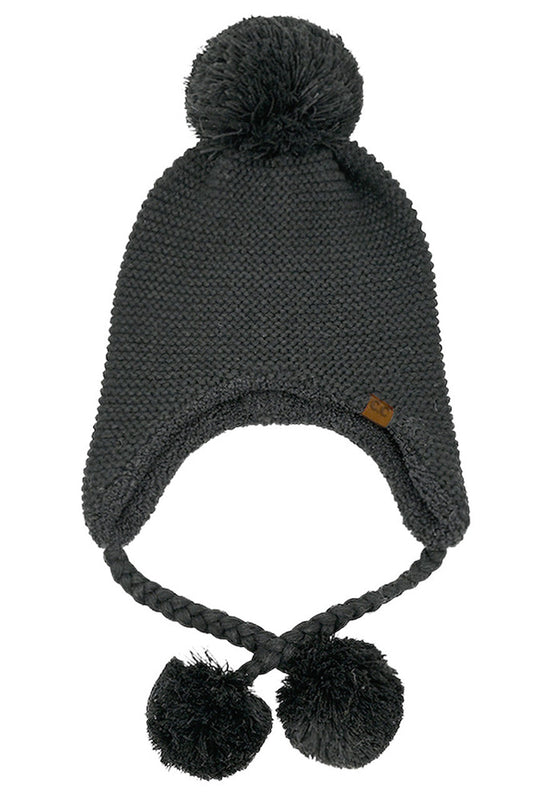 C.C Knitted Trapper with Yarn Pom Beanie