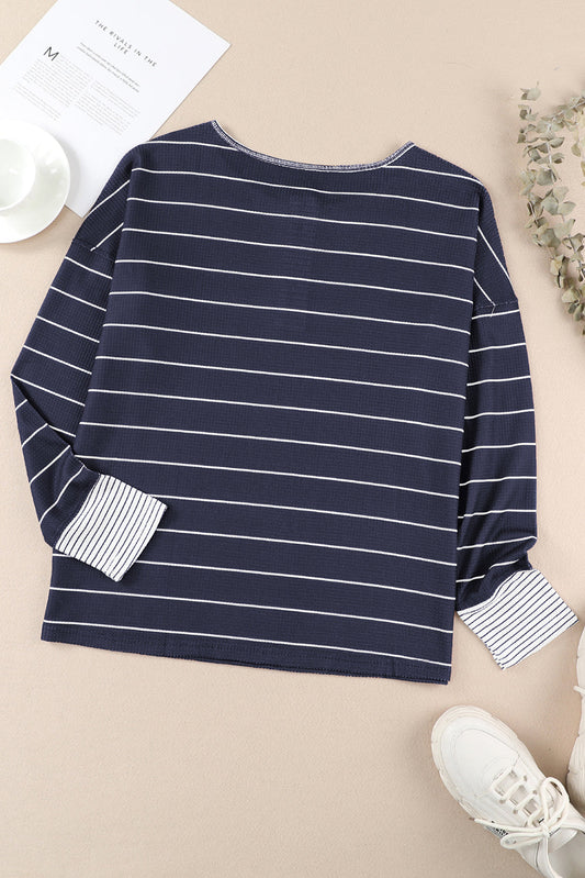 Simone Henley Waffle Knit Top
