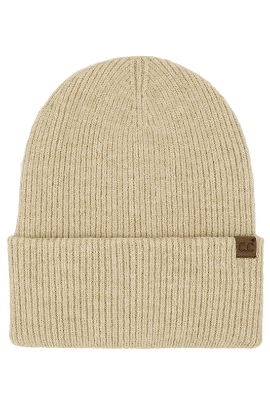 C.C Solid Long Folded Cuff Beanie