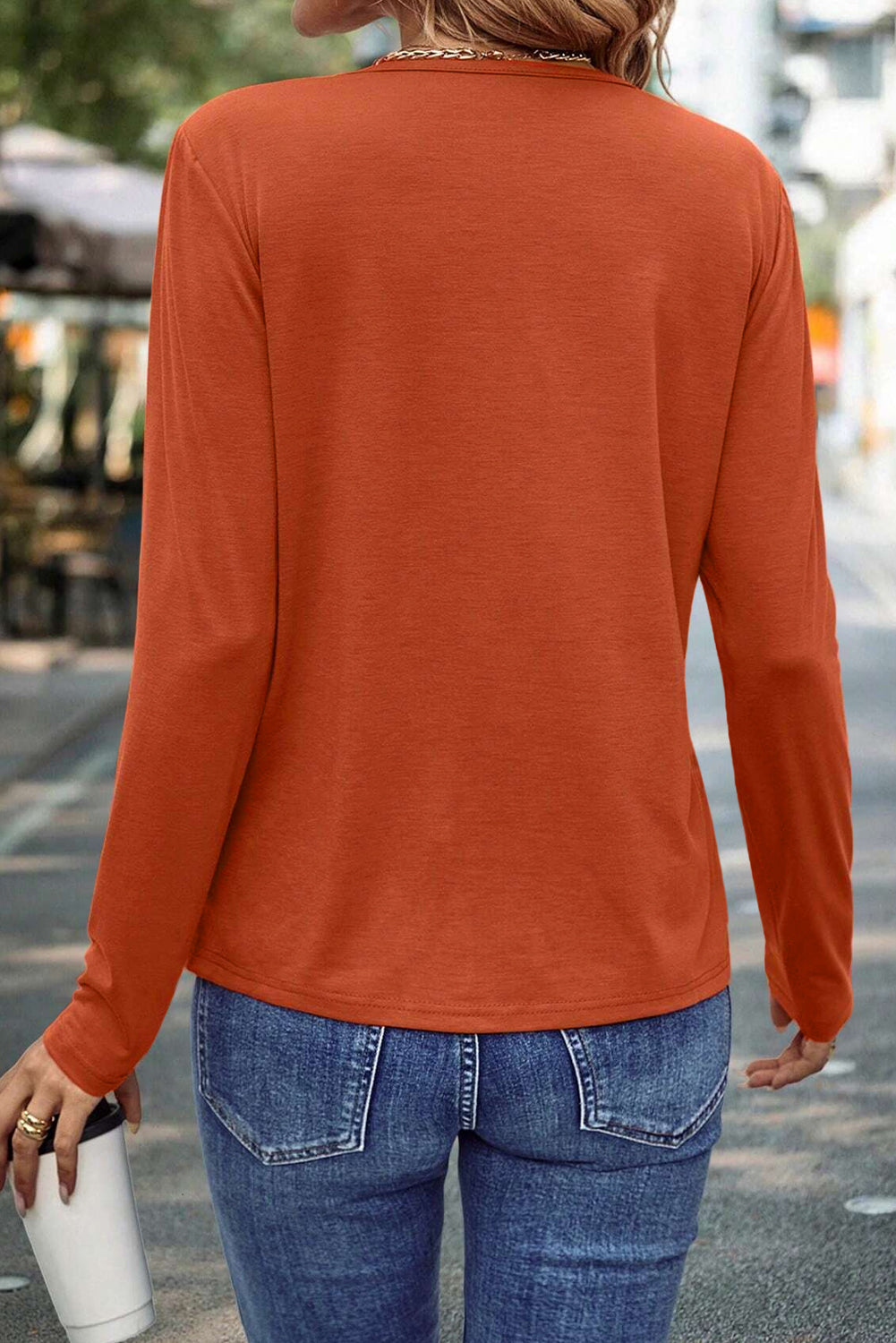 Anna Asymmetric Seam Detail Long Sleeve Top