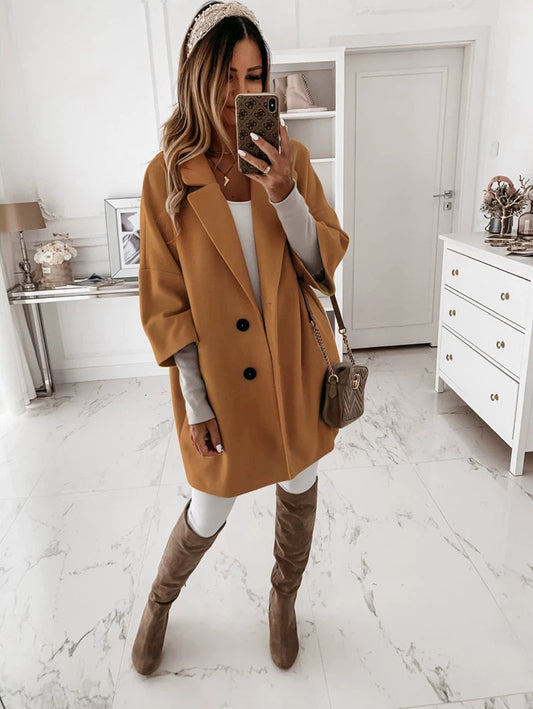 Women's Winter Lapel Pocket Jacket – Casual Fashion Coat