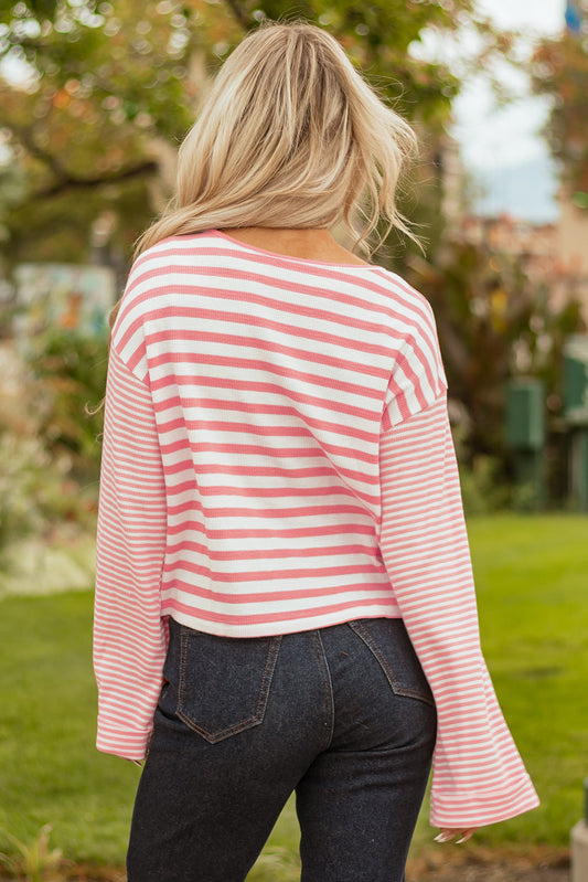 Lilly Textured Contrast Dropped Long Sleeve Top