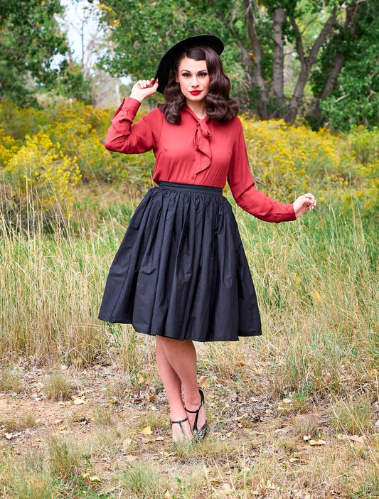 Helen Retro Blouse in Cognac - 3X only
