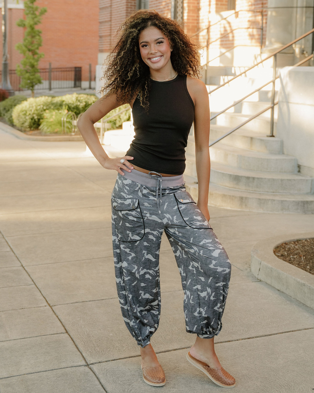 Camo Drawstring Joggers Pants