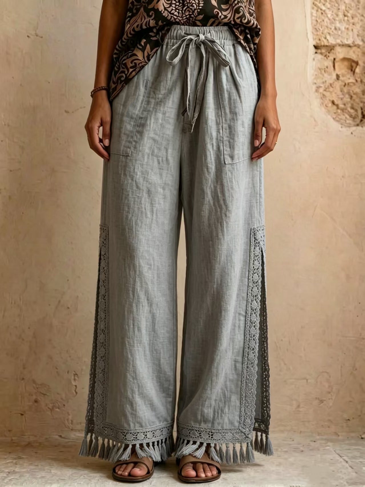 Women's Lace Tassel Wide-Leg Pants – Bohemian Resort Style