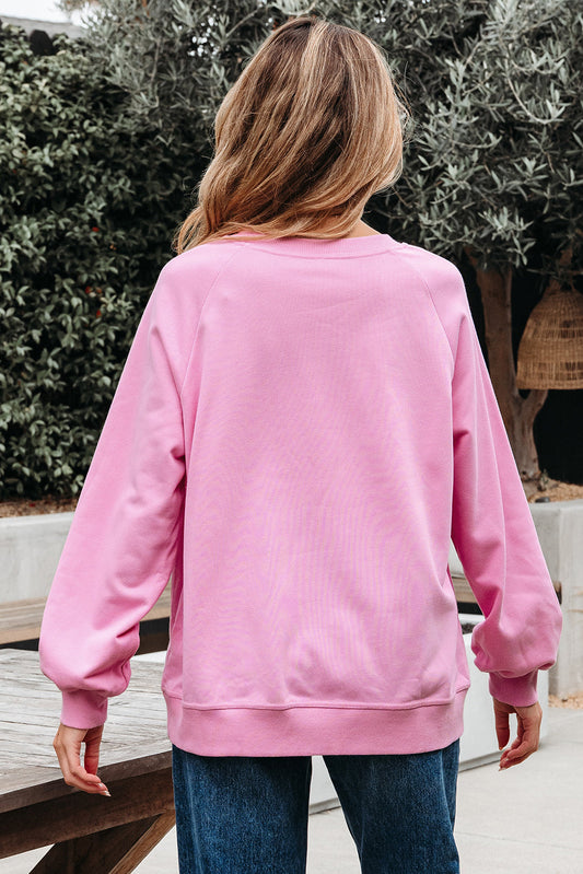 Lilah Lace Patched Raglan Sleeve Loose Fit Sweatshirt
