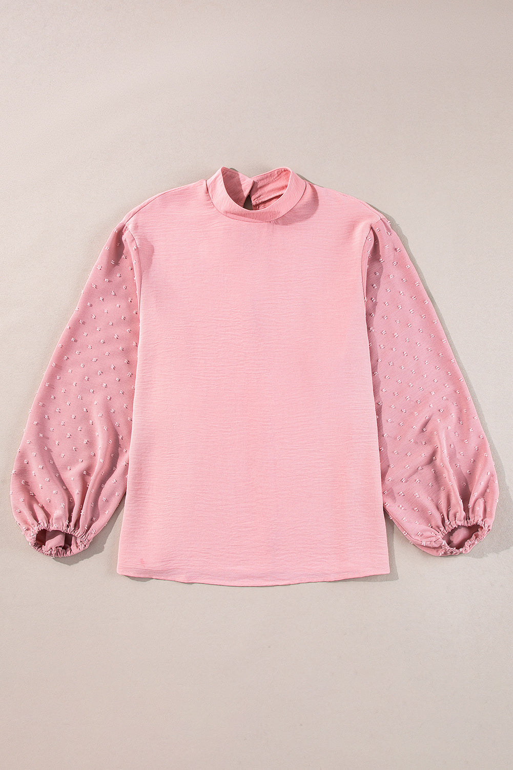 Solid Swiss Dot Balloon Sleeve Blouse