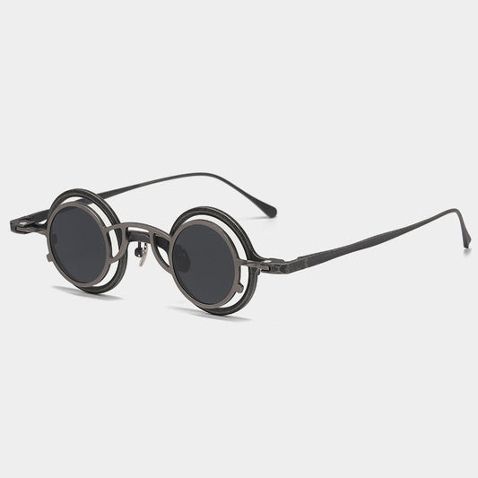 Pure Titanium Small Round Sunglasses – Retro Luxury Shades